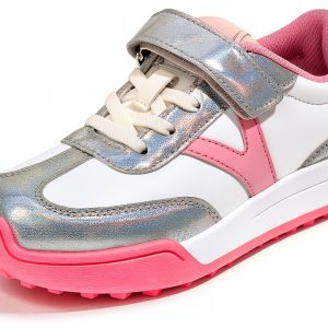 Kids Walking Sneakers BrandX Pink Silver Design-0