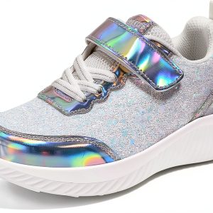 Girls Glitter Walking Shoes KidStyle Silver Design-0
